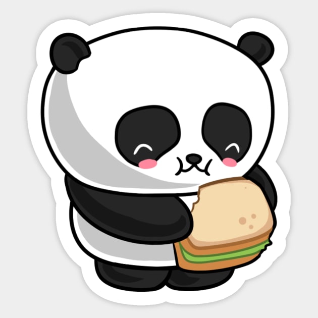 Kawaii panda eating Sticker by Japanese Designs